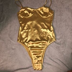 Gold satin bodysuit from Princess Polly!